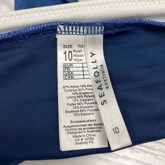 Seafolly Australia Block Party Brazilian Swim Bikini Bottoms Chambray Denim Sz.6 - Picture 9 of 10